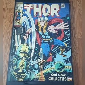 Thor Marvel Canvas Wall Comic Painting - Vibrant Blue and Red 24x36 inches